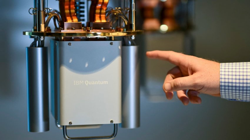 Parts of the IBM Quantum System Two are seen at IBM Thomas J. Watson Research Center on June 6, 2025 in Yorktown Heights, New York.