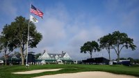 A general view of the clubhouse during a practice round prior to the 125th U.S. Open at Oakmont Country Club