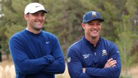 Bryson DeChambeau (R) of LIV Golf and Scottie Scheffler of the PGA Tour
