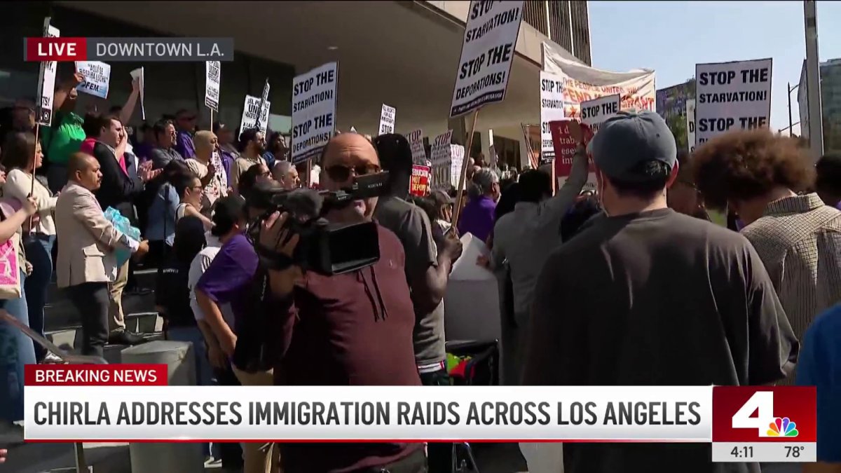 Protesters rally against ICE raids in downtown Los Angeles – NBC Los ...