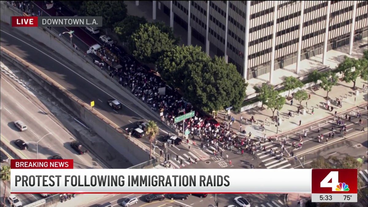 Protesters march through downtown LA after ICE raids – NBC Los Angeles