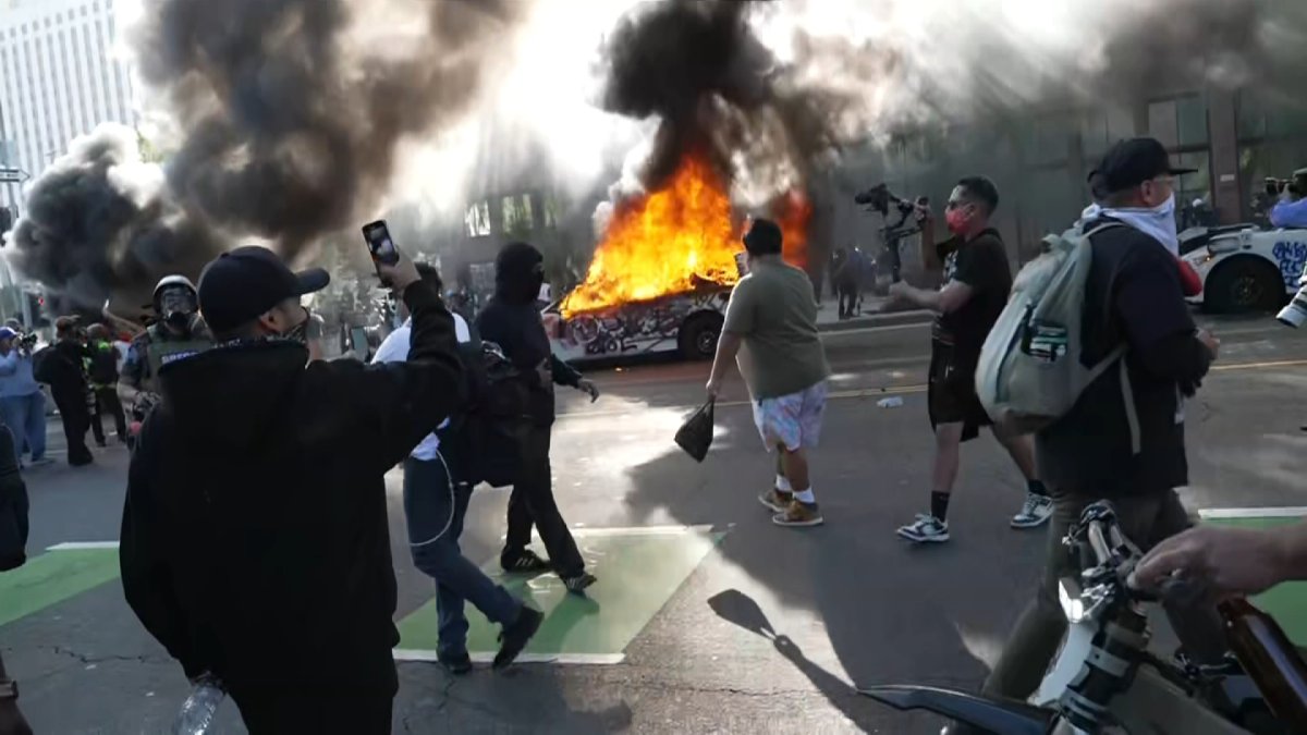 LA Protests: Waymo Cars Torched, Trump Sends Guard