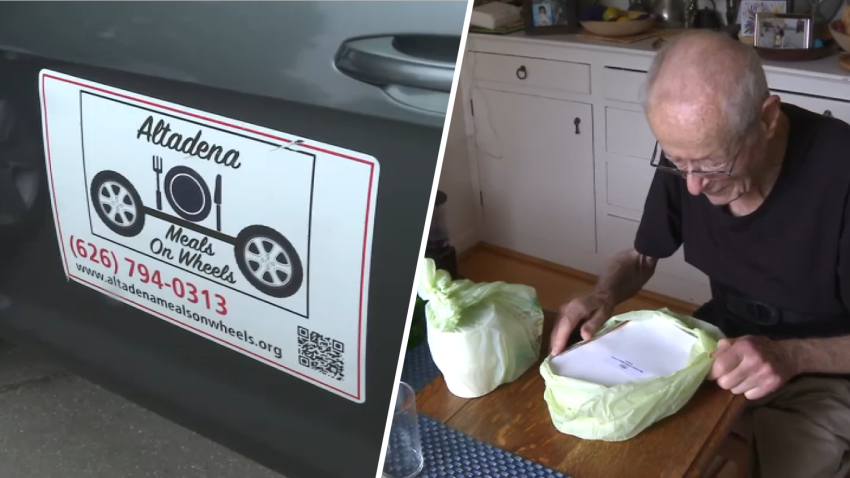 Altadena Meals on Wheels' logo and participant Peter Brier, as seen on Tuesday, June 24, 2025.