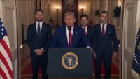 President Donald Trump delivers presidential address with JD Vance, Marco Rubio and Pete Hegseth at White House