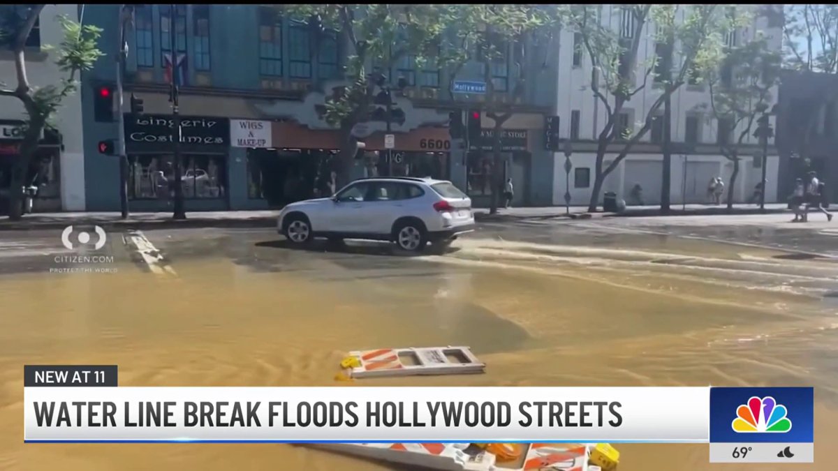 Water line break floods streets in Hollywood – NBC Los Angeles