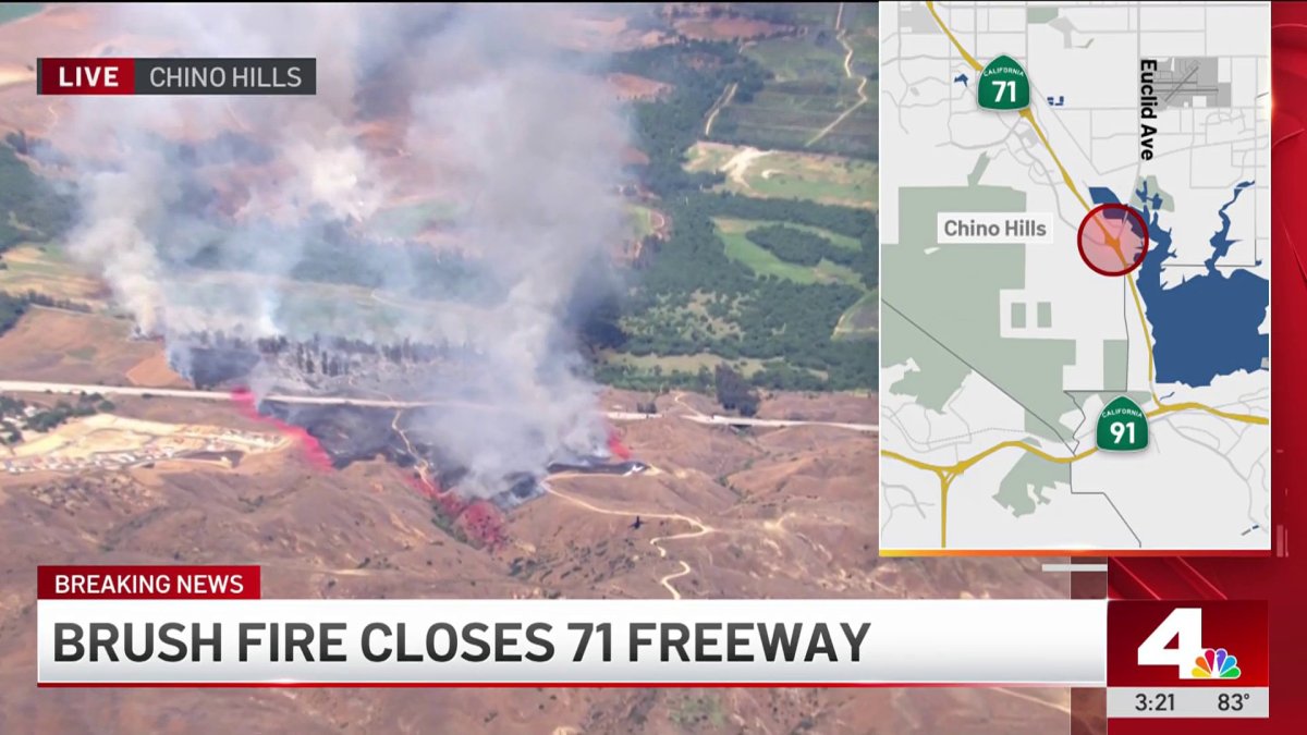 Fast-moving Euclid Fire shuts down freeway lanes in Chino Hills – NBC ...
