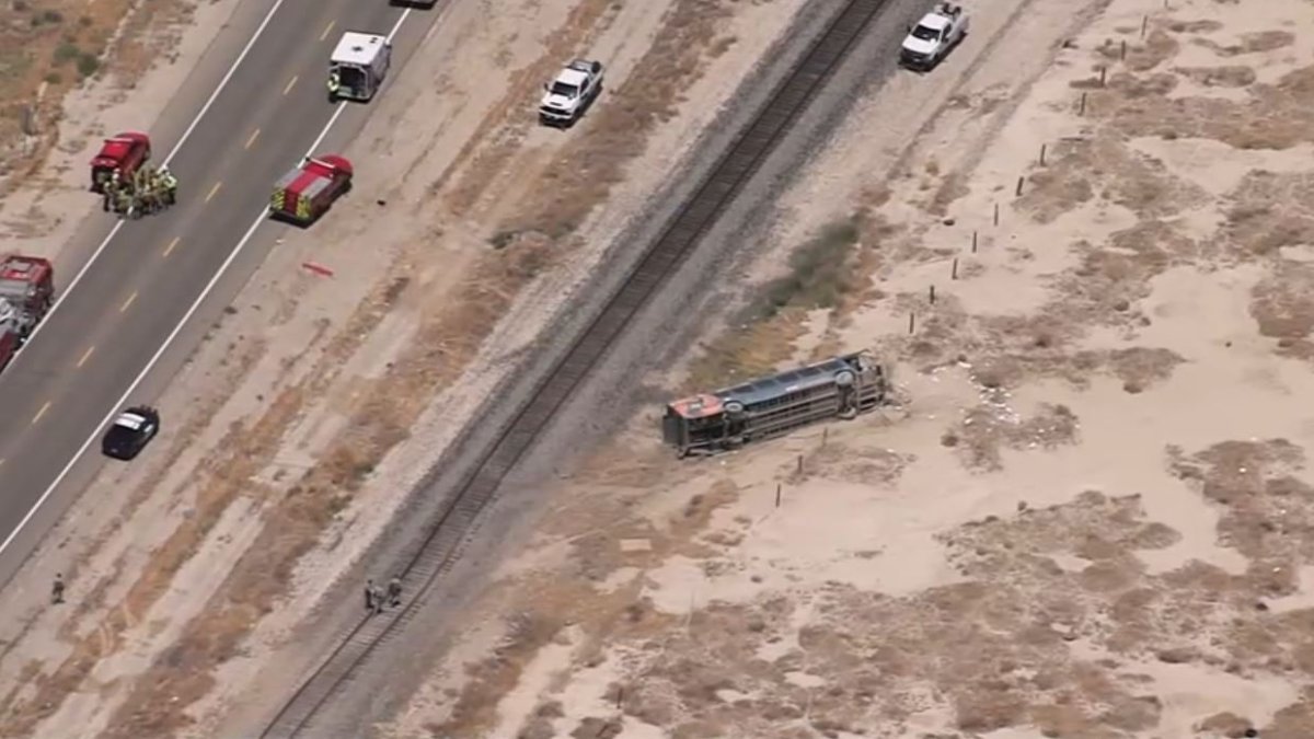 Transit bus with children overturns in Lancaster crash – NBC Los Angeles