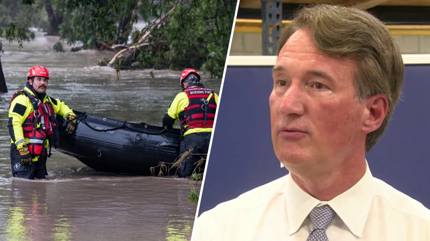 Virginia Gov. Glenn Youngkin (right) said his family was stranded in catastrophic flooding in Texas in July 2025.