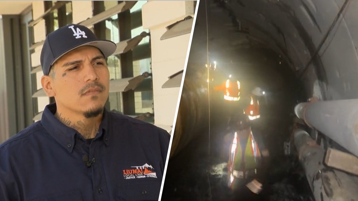 A man is speaking out on the harrowing experience when a sanitation tunnel collapsed in Wilmington, momentarily trapping him and 30 of his colleagues.