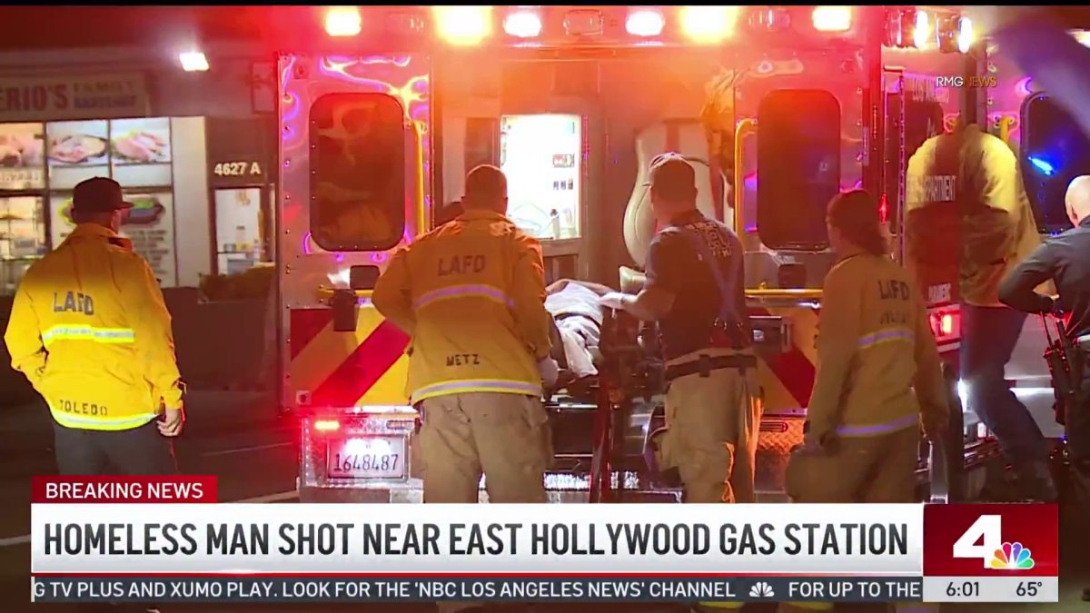 Homeless man shot near East Hollywood gas station – NBC Los Angeles