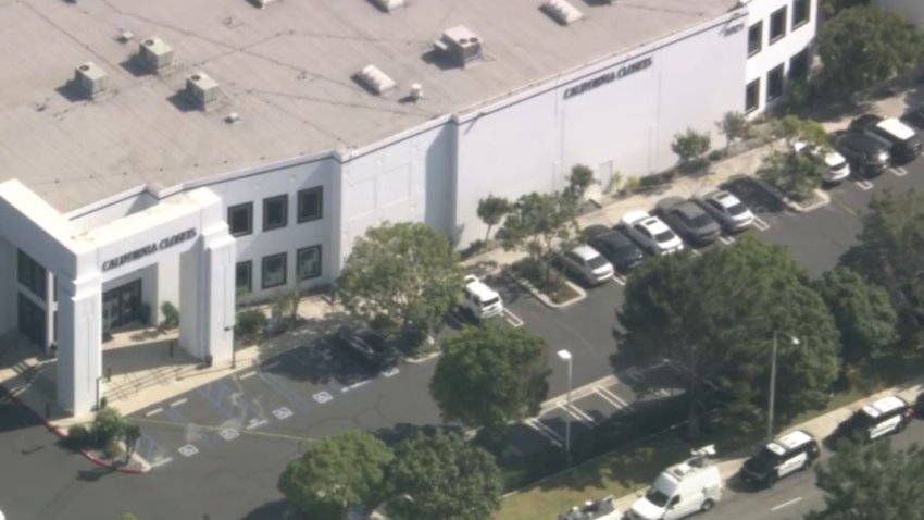 The scene of a shooting Monday Aug. 18, 2025 in Huntington Beach.