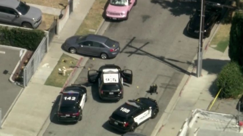 The scene of a shooting Monday Aug. 18, 2025 in South Gate.