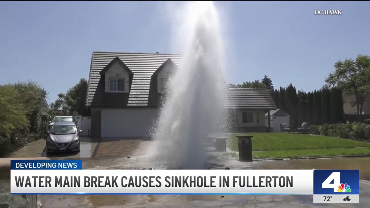 Water main break causes sinkhole in Fullerton – NBC Los Angeles