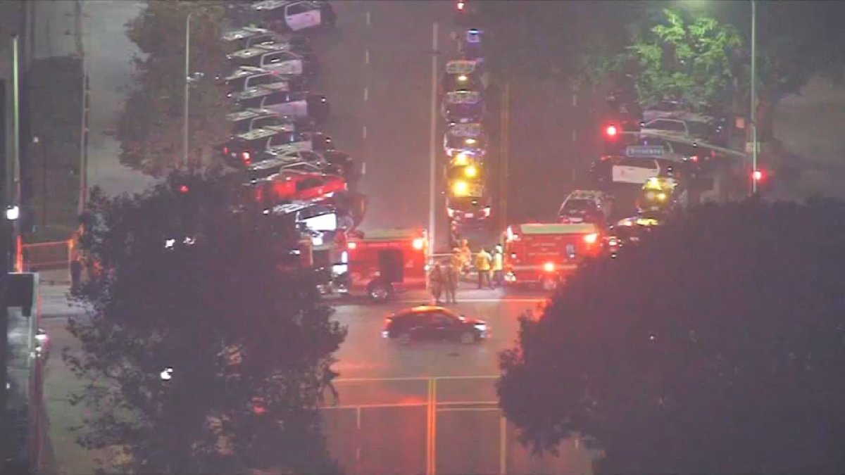LAPD form skirmish line, disperse large crowd in downtown LA – NBC Los ...
