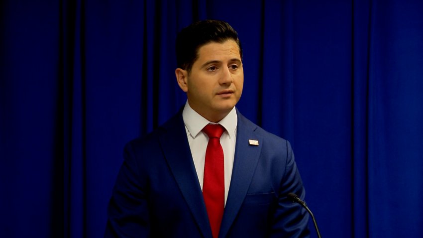 Bill Essayli announces a lawsuit against Southern California Edison that accuses the utility of igniting the Eaton Fire in January, 2025.