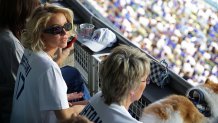 LOS ANGELES, CA - OCTOBER 28:  Sydney Sweeney looks on during Game Four of the 2025 World Series presented by Capital One between the Toronto Blue Jays and the Los Angeles Dodgers at Dodger Stadium on Tuesday, October 28, 2025 in Los Angeles, California. (Photo by Joe Scarnici/MLB Photos via Getty Images)