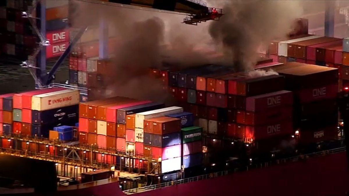 A fire broke out on a container ship in San Pedro Friday prompting a large firefighter response at the dock.