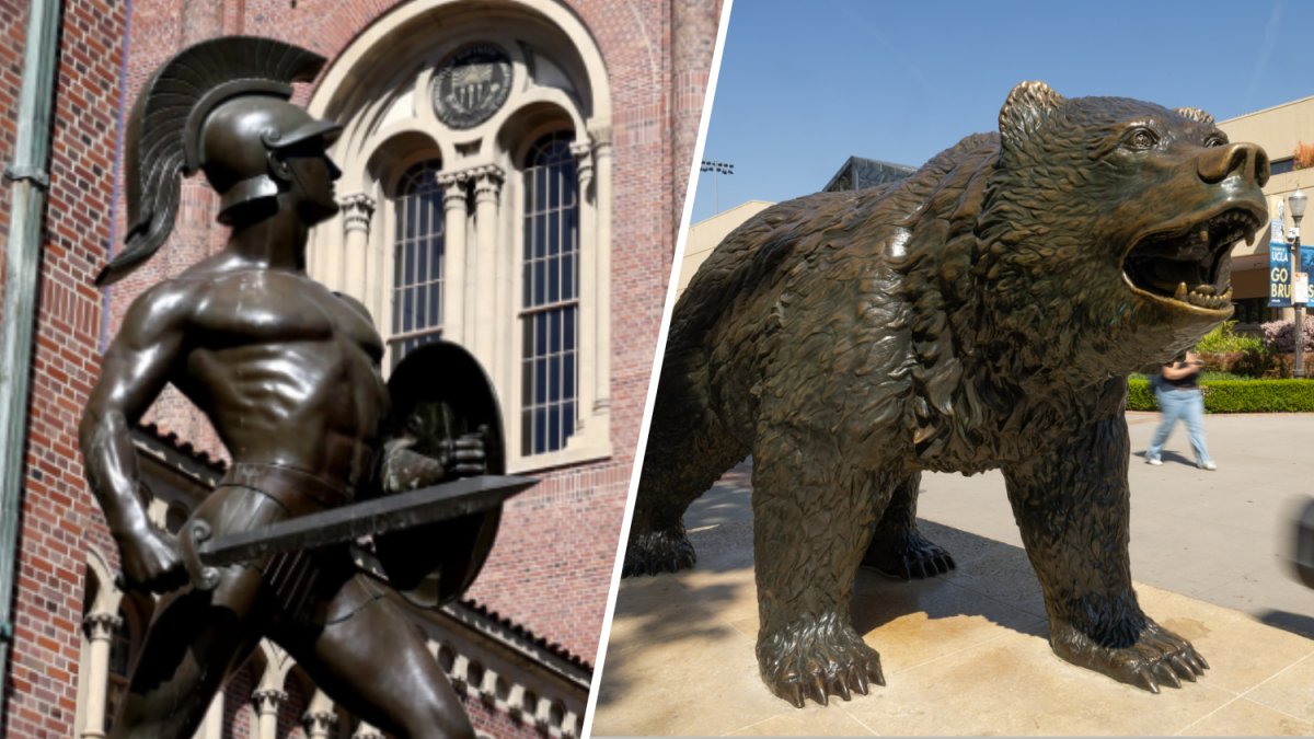 UCLA, USC students protect university statues from crosstown rivals and mischief