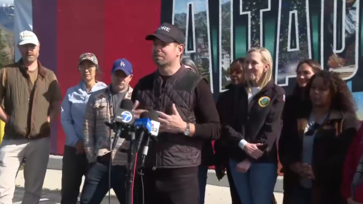 After announcing his decision to run for California governor, Democratic congressman Eric Swalwell visited Altadena.