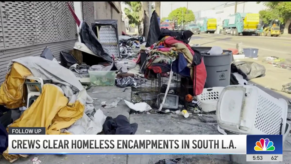 Homeless encampment cleared out of South LA neighborhood – NBC Los Angeles