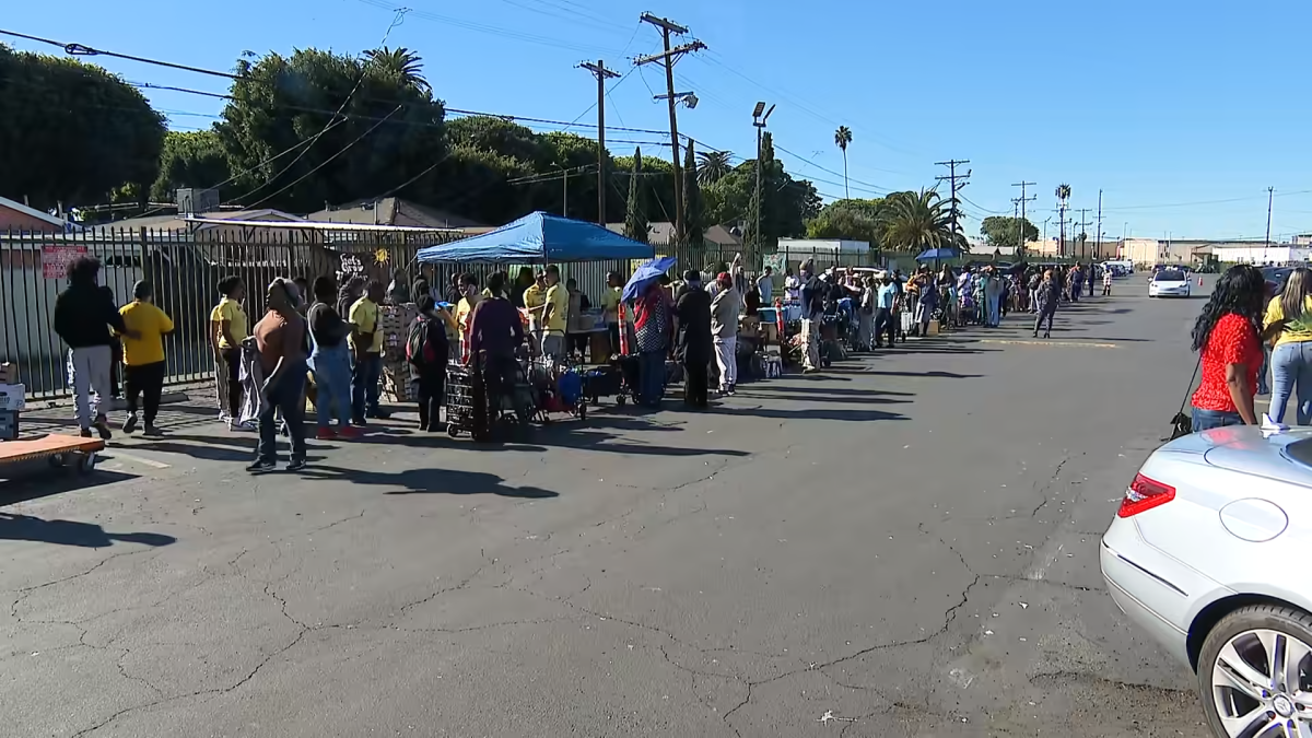 A Los Angeles-based group, "We Grow LA," hosted a distribution event Friday morning at the Slauson Super Mall.