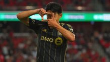 ST LOUIS, MISSOURI - SEPTEMBER 27: Heung-Min Son #7 of Los Angeles FC celebrates after scoring a goal against St. Louis City in the second half at Energizer Park on September 27, 2025 in St Louis, Missouri. (Photo by Dilip Vishwanat/Getty Images)