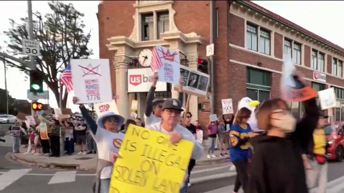 Demonstrators rally in Highland Park against immigration enforcement operations