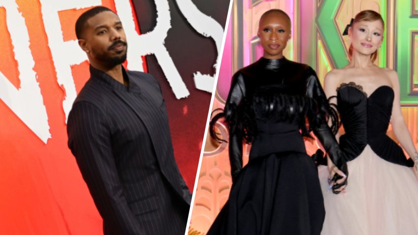 (L-R) Michael B. Jordan, Ariana Grande and Cynthia Erivo.