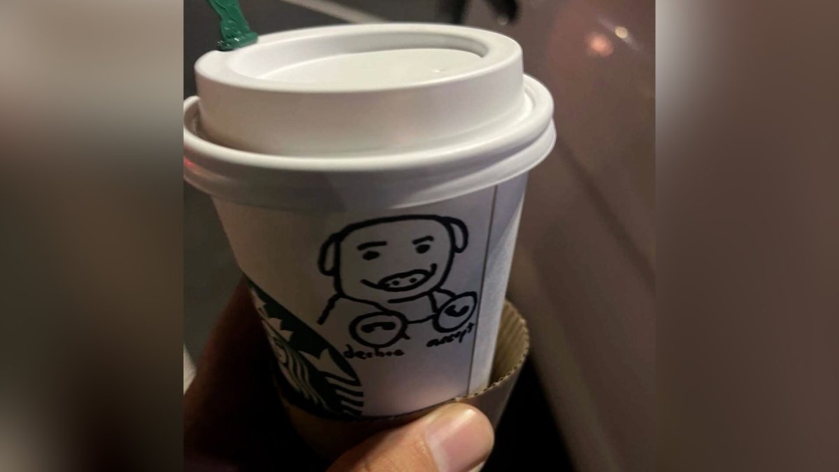 Deputy receives coffee cup with pig drawing from Norwalk Starbucks
