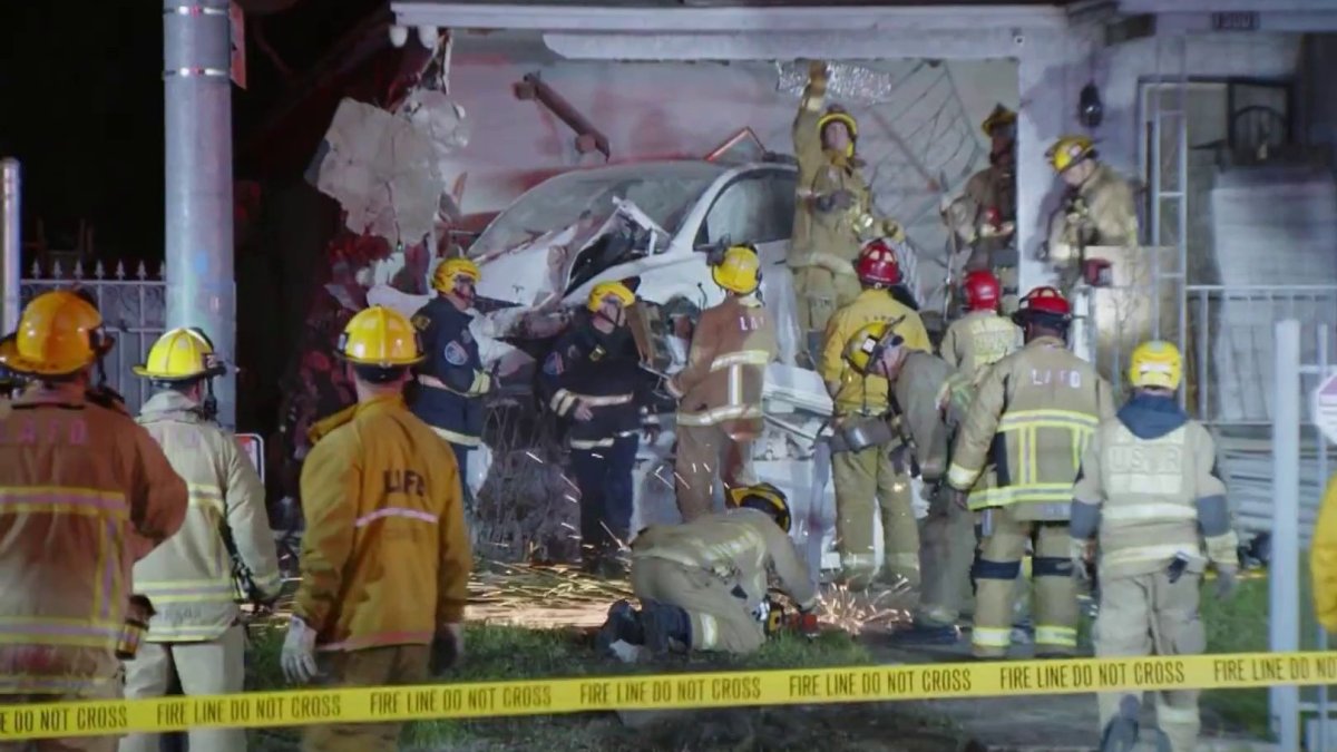 Tesla flies off freeway and crashes into Pacoima home