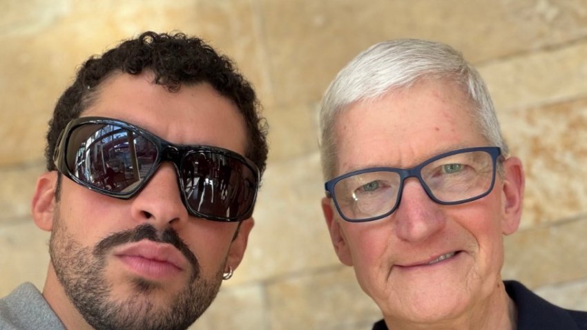 Bad Bunny and Tim Cook take a selfie ahead of Super Bowl LX. (Feb. 6, 2026)