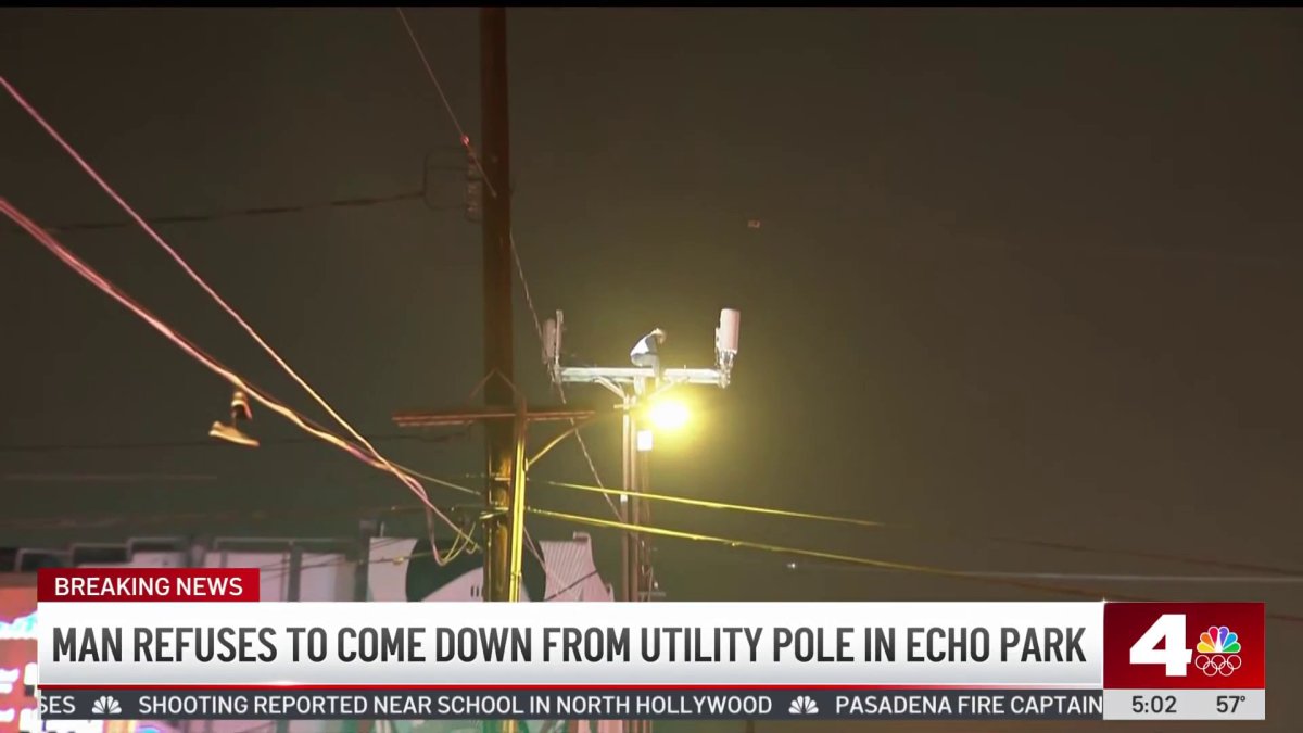 Man refuses to come down from utility pole in Echo Park – NBC Los Angeles