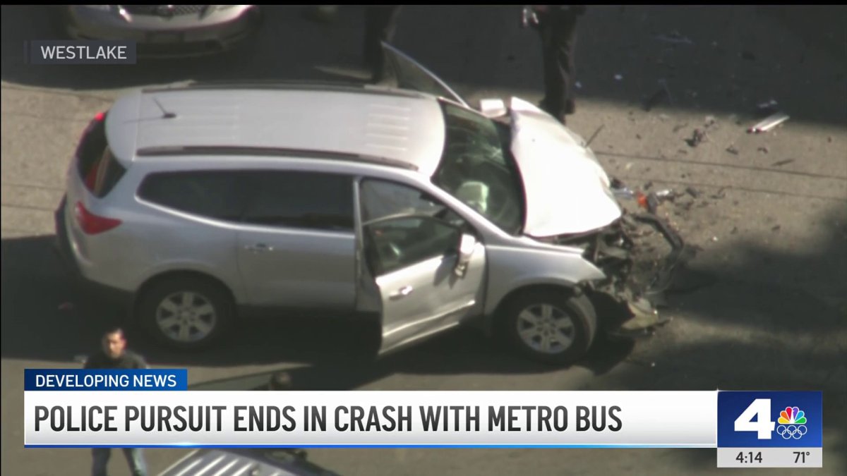 Police pursuit ends in a crash with a Metro bus – NBC Los Angeles