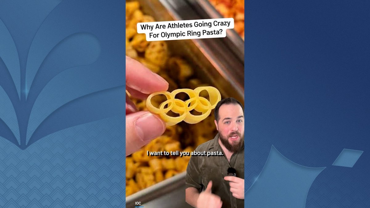 View of Viral Olympic ring pasta is a smash hit in Milan - NBC Los Angeles