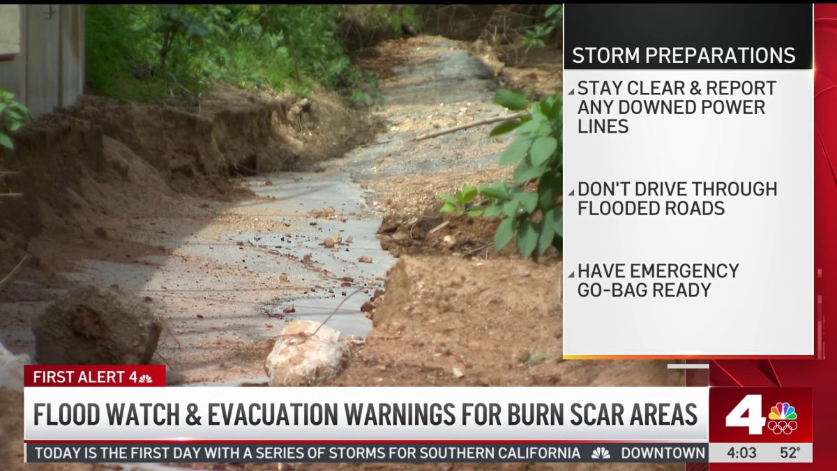 Flood watch and evacuation warnings for burn scar areas – NBC Los Angeles