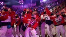 Athletes of Team United States participate in the athlete parade.