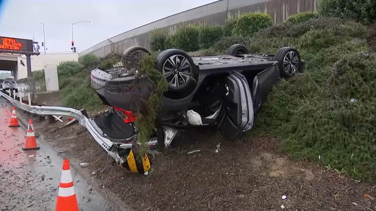 A good Samaritan sprang into action Monday after a driver was in a rollover crash caused by the storm's downpour.