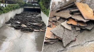 Slabs of broken concrete pile up in Santa Monica Channel during storm ...