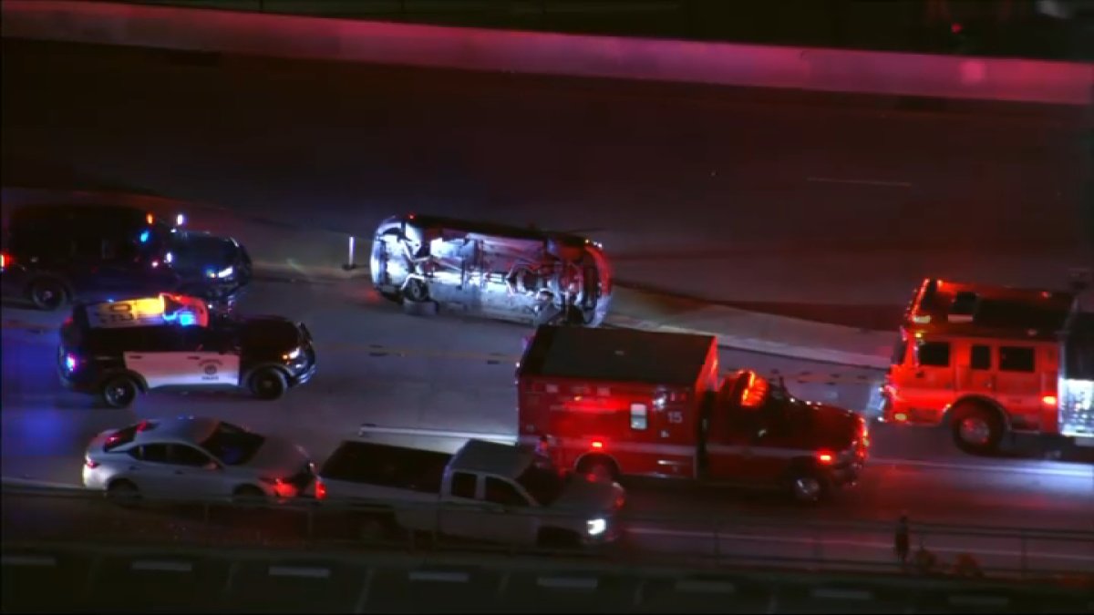 Vehicle overturns during stolen car pursuit in South LA – NBC Los Angeles