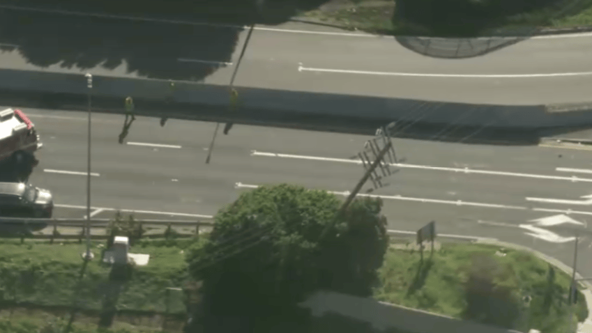 Stretch of 110 Freeway closed in San Pedro due to downed power lines ...
