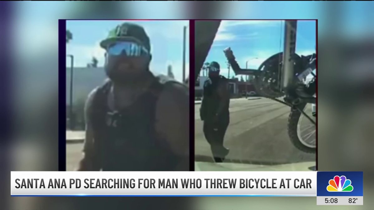 Man throws bike at car in Santa Ana – NBC Los Angeles