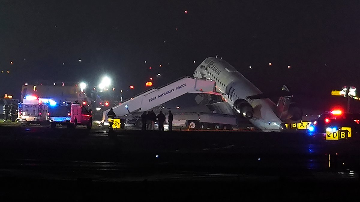Plane landing at LaGuardia Airport collides with vehicle on runway; pilot and co-pilot dead