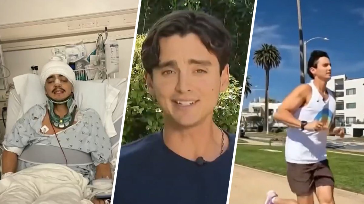 Dominic Rinner Defying all odds after breaking 26 bones in crash, runner returns for ...