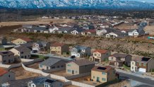 Houses are constructed in the Summit Valley area of Hesperia, CA.