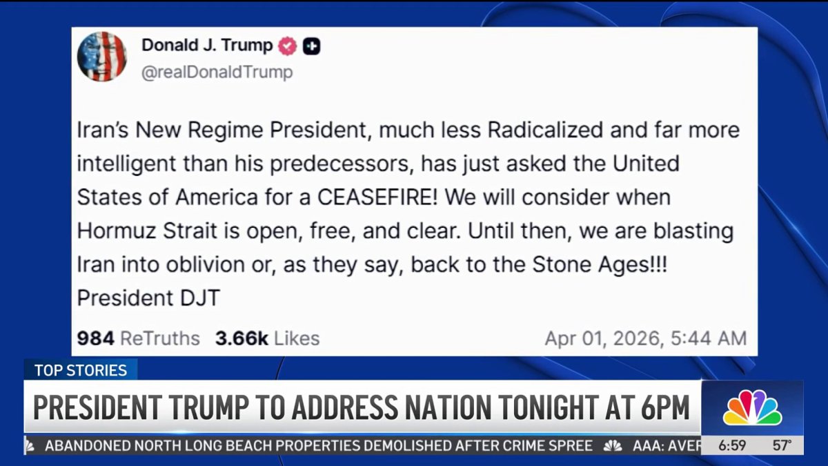 President Trump to address nation with update on the war in Iran – NBC ...