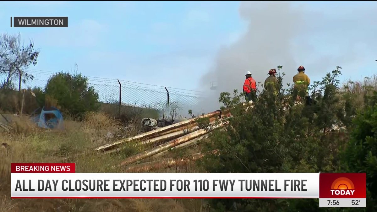 Fire burns in tunnel under 110 Freeway in Wilmington – NBC Los Angeles