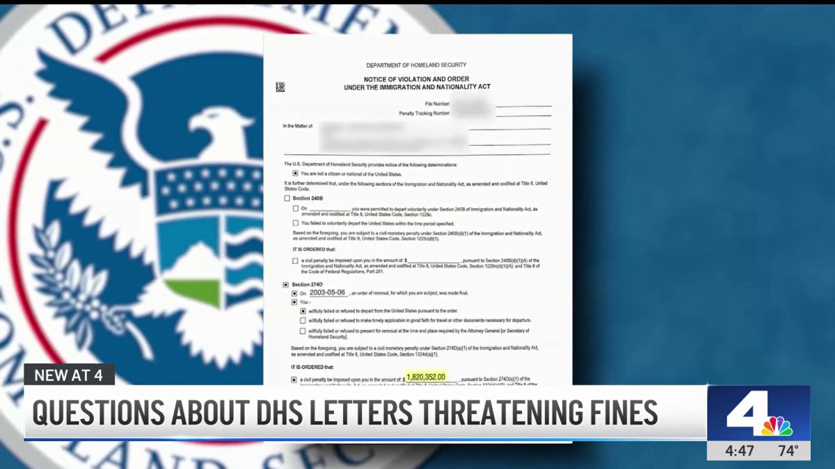 What to know when you get a DHS letter about fines – NBC Los Angeles