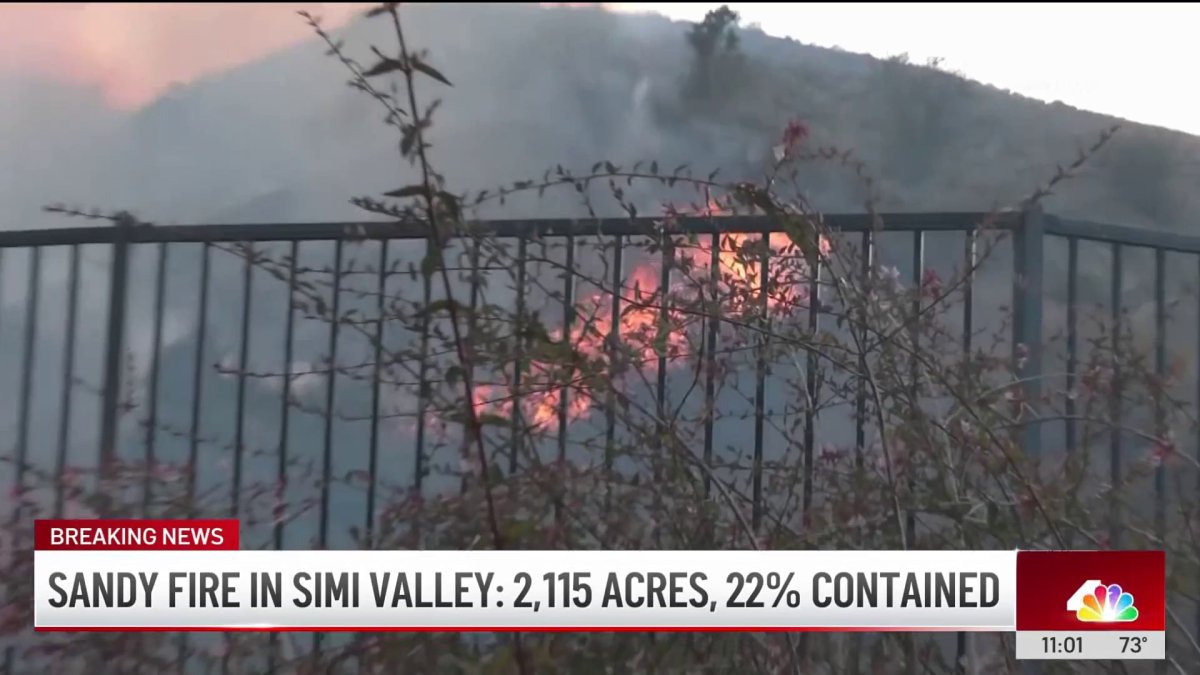 Sandy Fire in Simi Valley reaches 2,115 acres, 22% containment – NBC ...