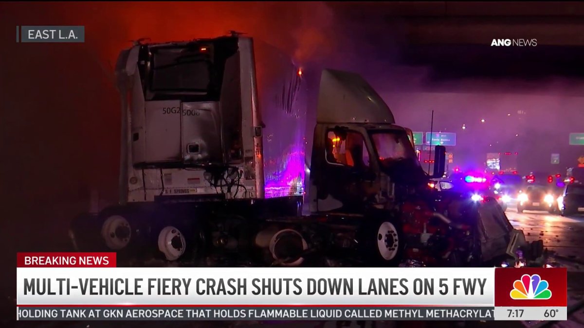 Multiple vehicles involved in fiery freeway crash in East LA – NBC Los ...