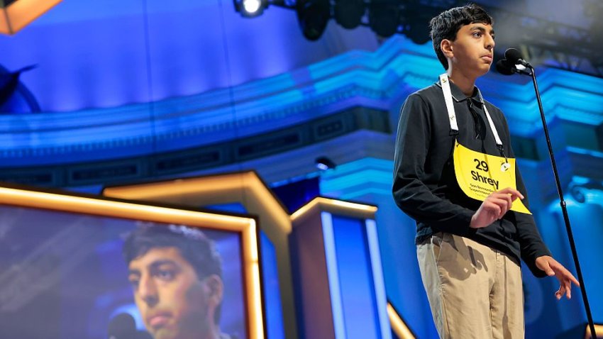 WASHINGTON, DC – MAY 28: Speller Shrey Parikh, 14, correctly spells a word in the Final round of the Scripps National Spelling Bee at Constitution Hall on May 28, 2026 in Washington, DC. A total of 247 spellers, ranging in age from 9 to 15, are competing throughout the week in the 2026 Scripps National Spelling Bee. (Photo by Heather Diehl/Getty Images)